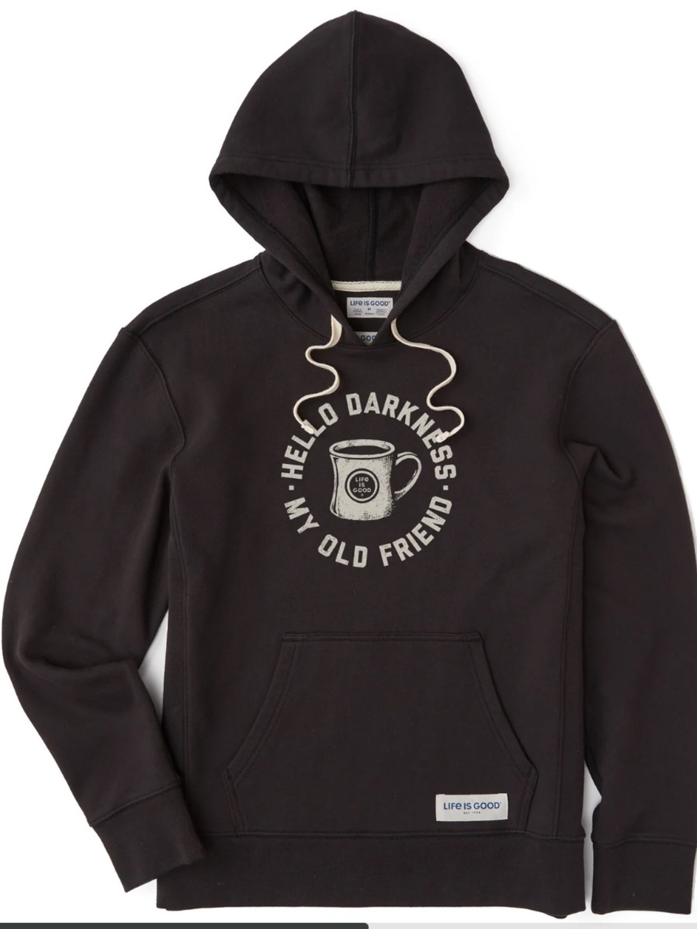 Life is Good "Hello Darkness My Old Friend" Hoodie Washed Black Women’s Sz Large - Picture 11 of 11